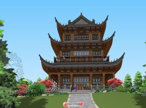 唐宋風(fēng)格樓、閣塔模型-4