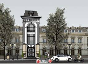 歐式的聯(lián)排別墅建筑體塊模型-4