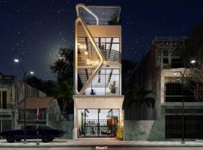 街邊的一棟咖啡館茶室休閑建筑-15