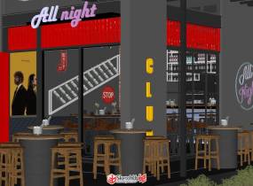 工業(yè)風(fēng)格的酒吧餐廳SketchUp模型分享-11