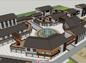藏式商業(yè)街建筑設(shè)計SU模型下載-8