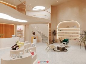 化妝品+美容護膚兩層樓的ins風店鋪設(shè)計-11