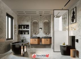 現(xiàn)代風格設計的衛(wèi)生間模型+材質貼圖-10