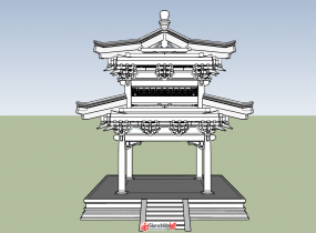 重檐斗拱四方亭-1