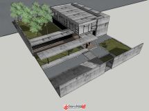 分享一款清水混凝土別墅的模型-5