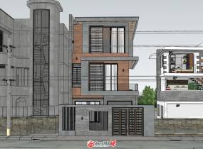現(xiàn)代混泥土別墅建筑SketchUp模型分享-6