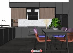 簡約現(xiàn)代的客餐廳室內(nèi)SketchUp模型分享-7