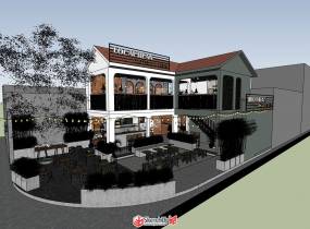 現代咖啡廳奶茶店含外擺精細模型-14