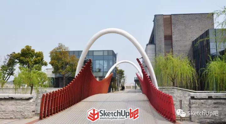 雙曲弧形景觀橋SketchUp制作教程