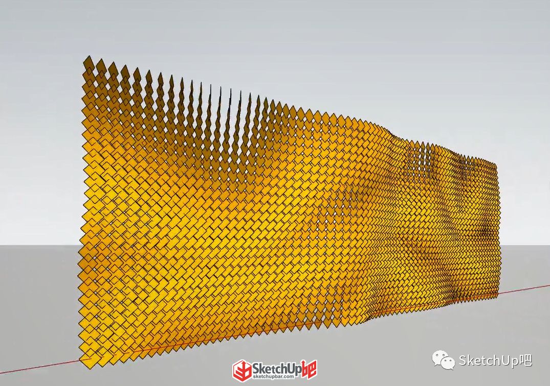 SketchUp曲面景墻建模思路