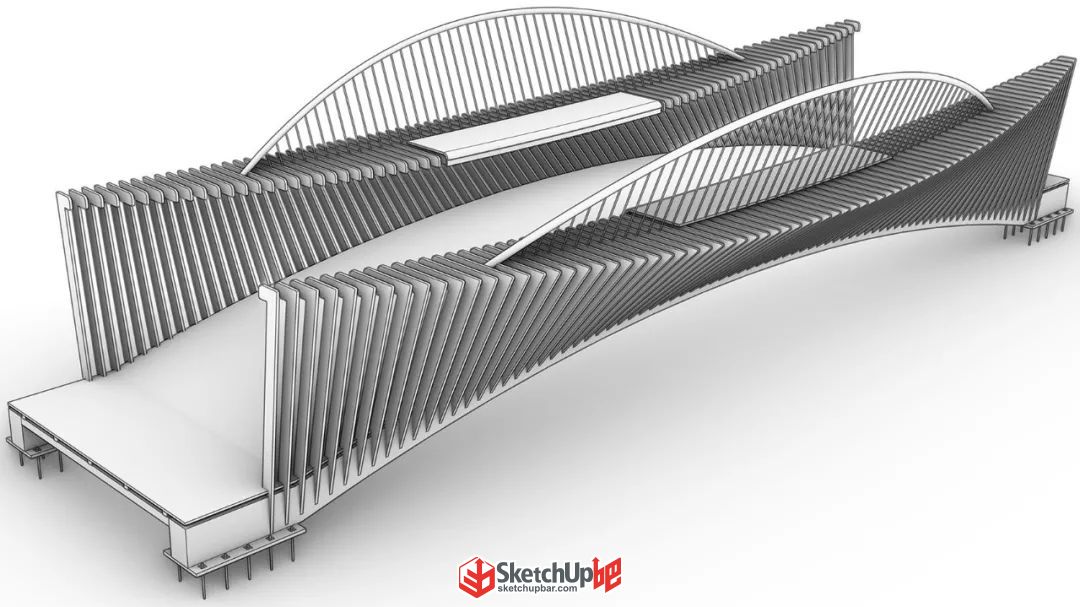 人行鋼架橋SketchUp建模思路