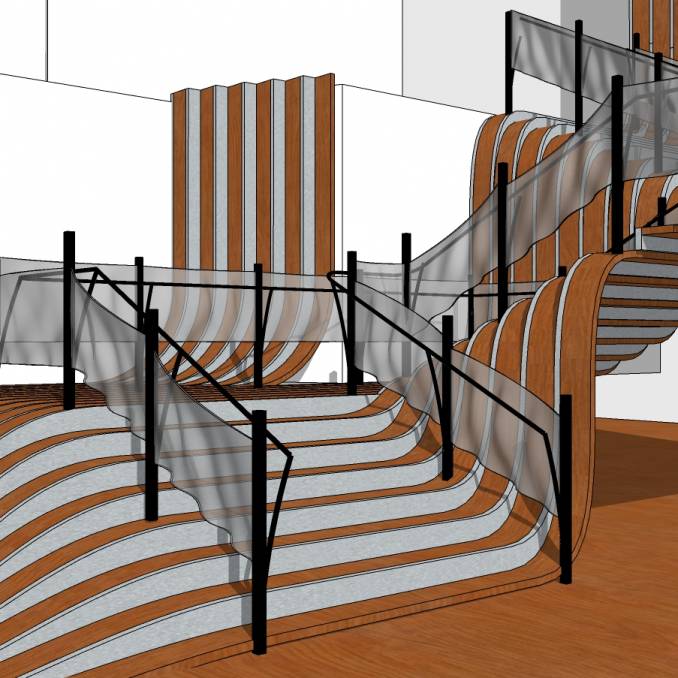 SketchUp波浪樓梯建模思路