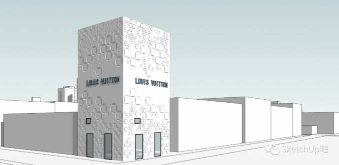 SketchUp孔洞建筑表皮建模思路