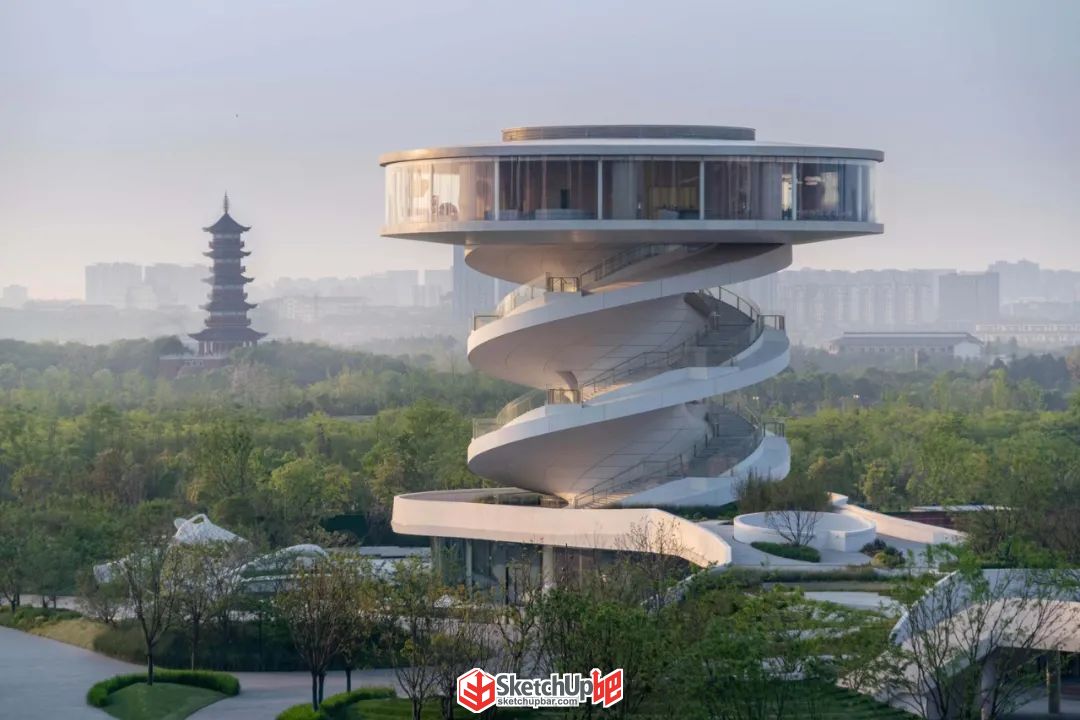 僅需一招！輕松搞定SU雙螺旋塔建模？