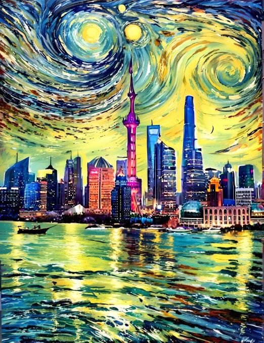 在SUAPP靈感渲染中用參考圖將各地地標(biāo)變成梵高世界！