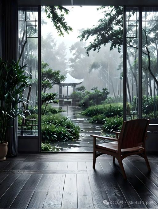 SUAPP靈感渲染出雨景效果圖，雨景效果的未了情！
