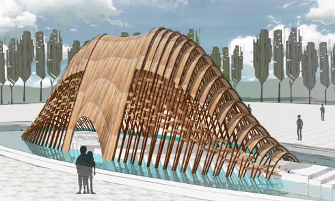 SketchUp曲面涼亭建模思路