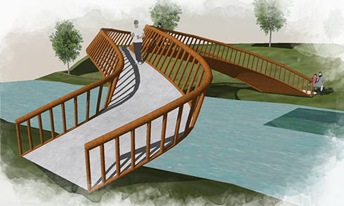 SketchUp曲面欄桿建模思路
