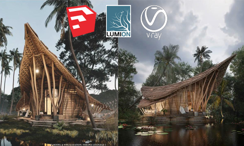 Lumion vs Vray巴厘島小木屋制作全流程