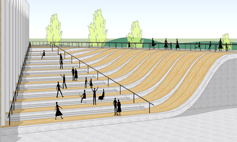 SketchUp建模大波浪臺階