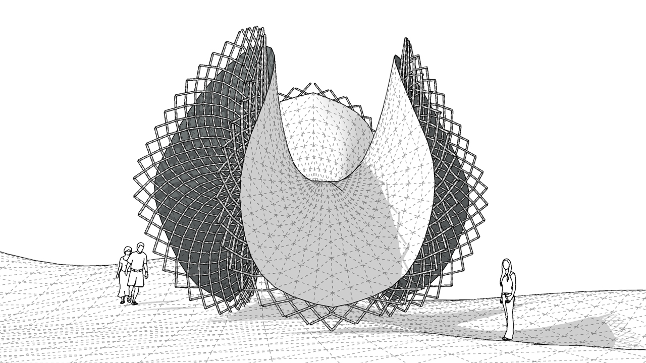 SketchUp雙曲線秋千亭建模思路